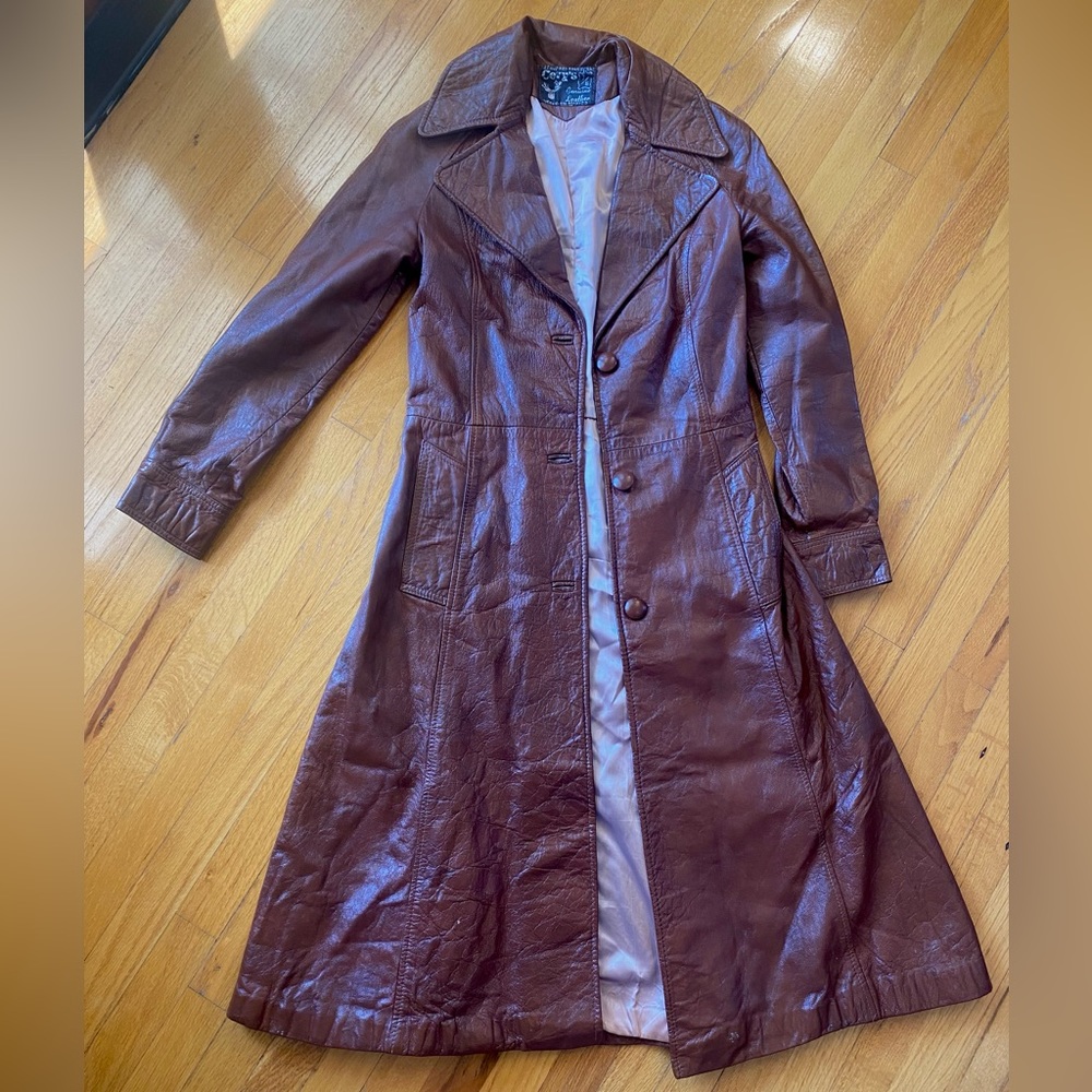 Vintage AS-IS VTG Long Coat Cory’s Genuine Leather Mexico 7/8 Tan Brown